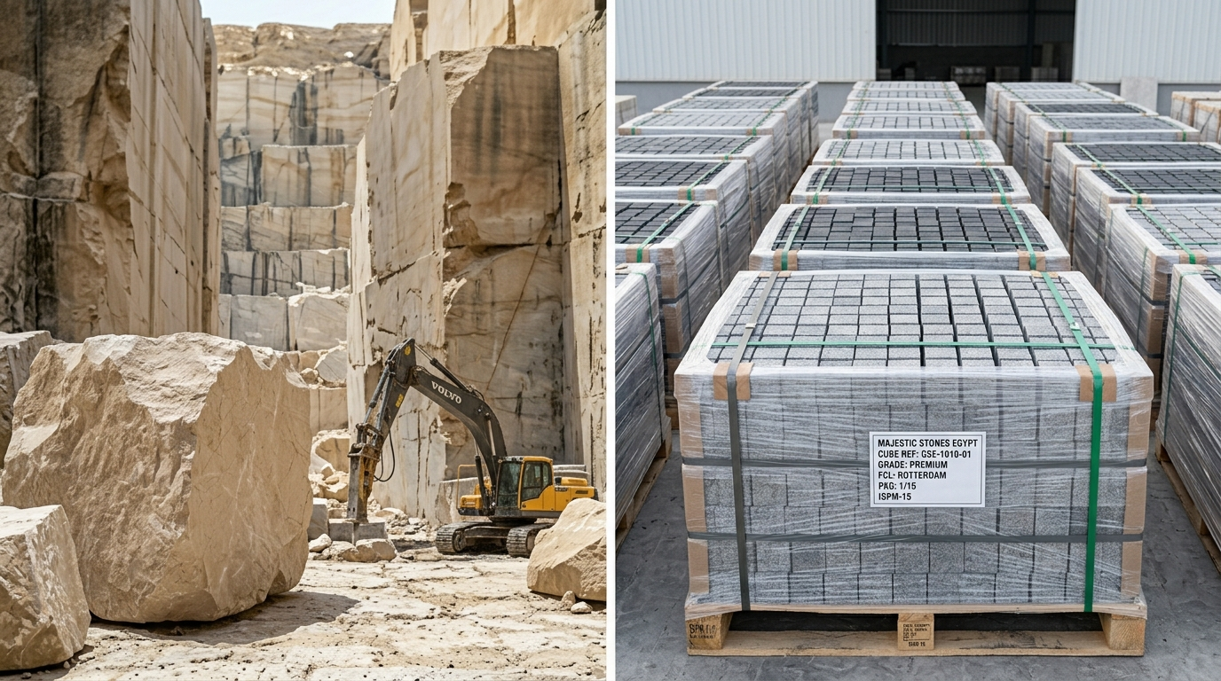 High-Durability Stone Setts Export & Precision Granite Cubes Egypt